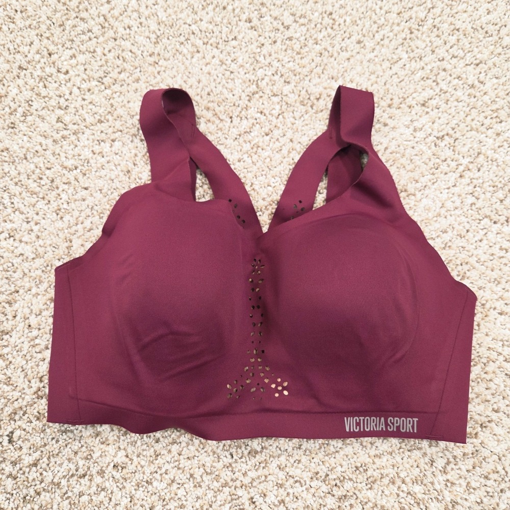 Victoria Secret Sports Bra Angel Max Wireless Size 34D Tagless Plum Wine Purple